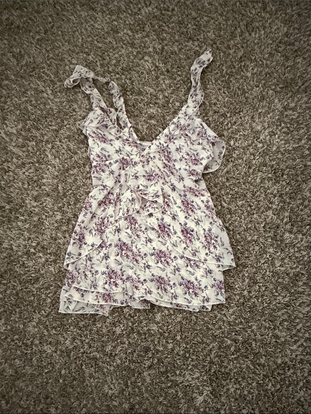 Nasty Gal White Romper with Purple Floral Print